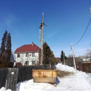 удаление ствола дерева по частям с завешиванием